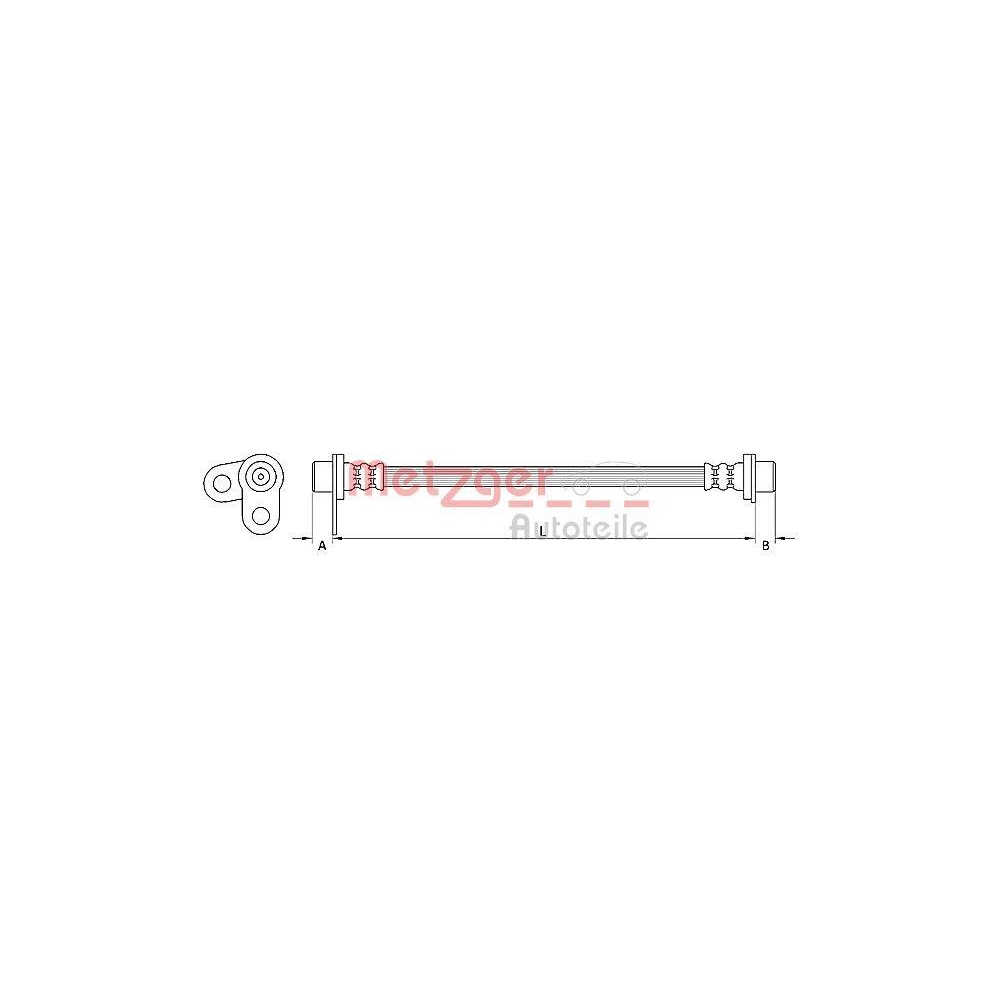 Bremsschlauch METZGER 4110746 f&uuml;r CITRO&Euml;N MITSUBISHI PEUGEOT, Hinterachse links