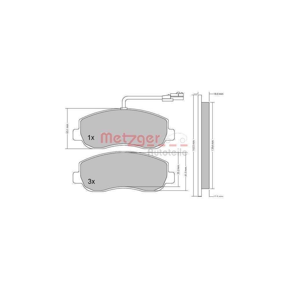 Bremsbelagsatz, Scheibenbremse METZGER 1170148 für OPEL RENAULT, Vorderachse