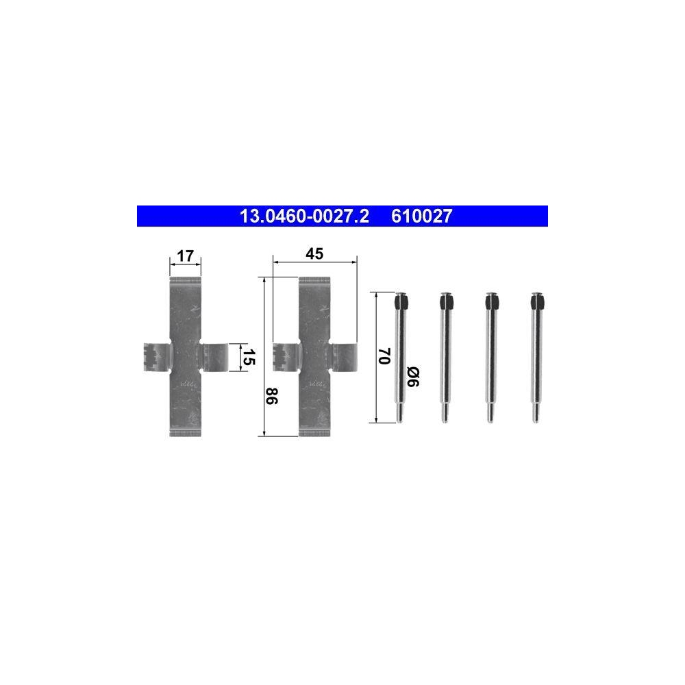 Zubehörsatz, Scheibenbremsbelag ATE 13.0460-0027.2 für, Vorderachse