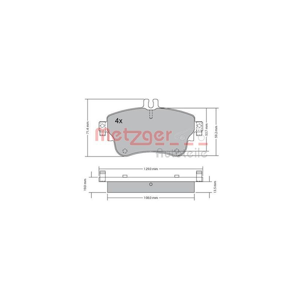 Bremsbelagsatz, Scheibenbremse METZGER 1170149 für MERCEDES-BENZ, Vorderachse