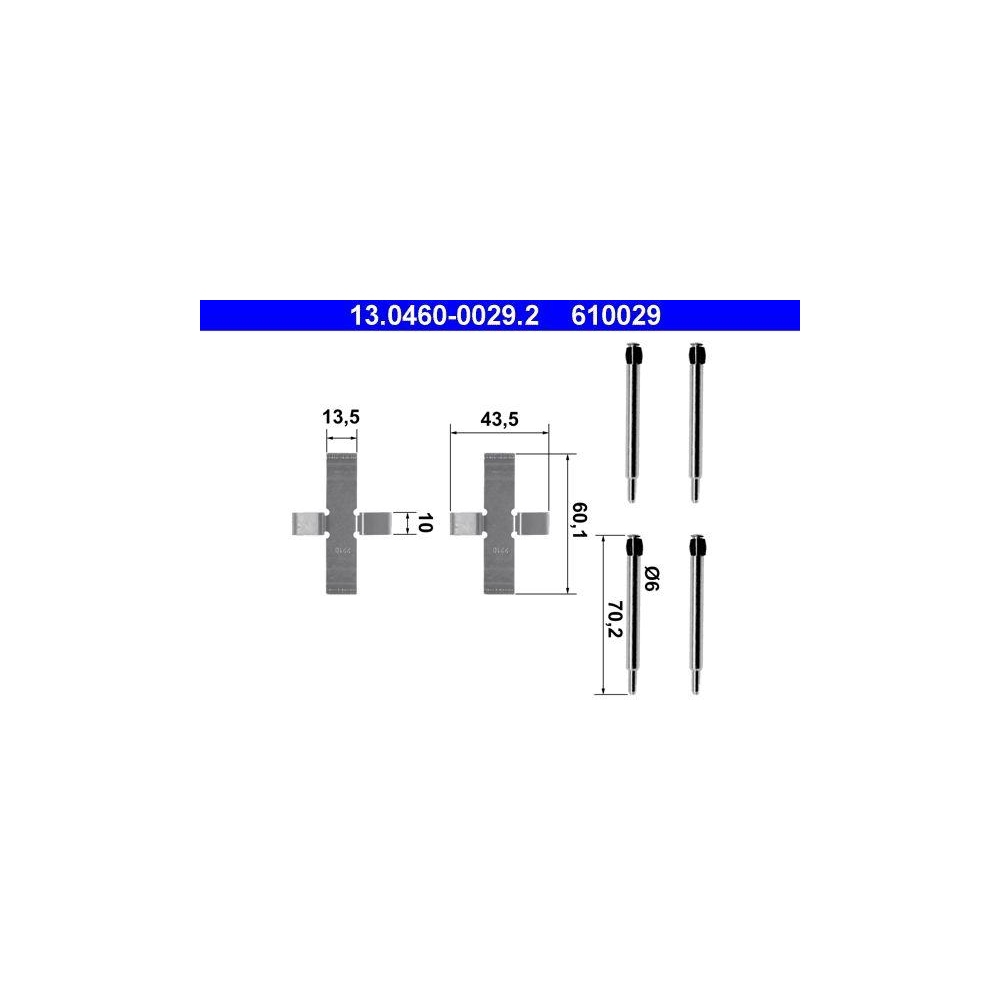 Zubehörsatz, Scheibenbremsbelag ATE 13.0460-0029.2 für, Hinterachse, Vorderachse