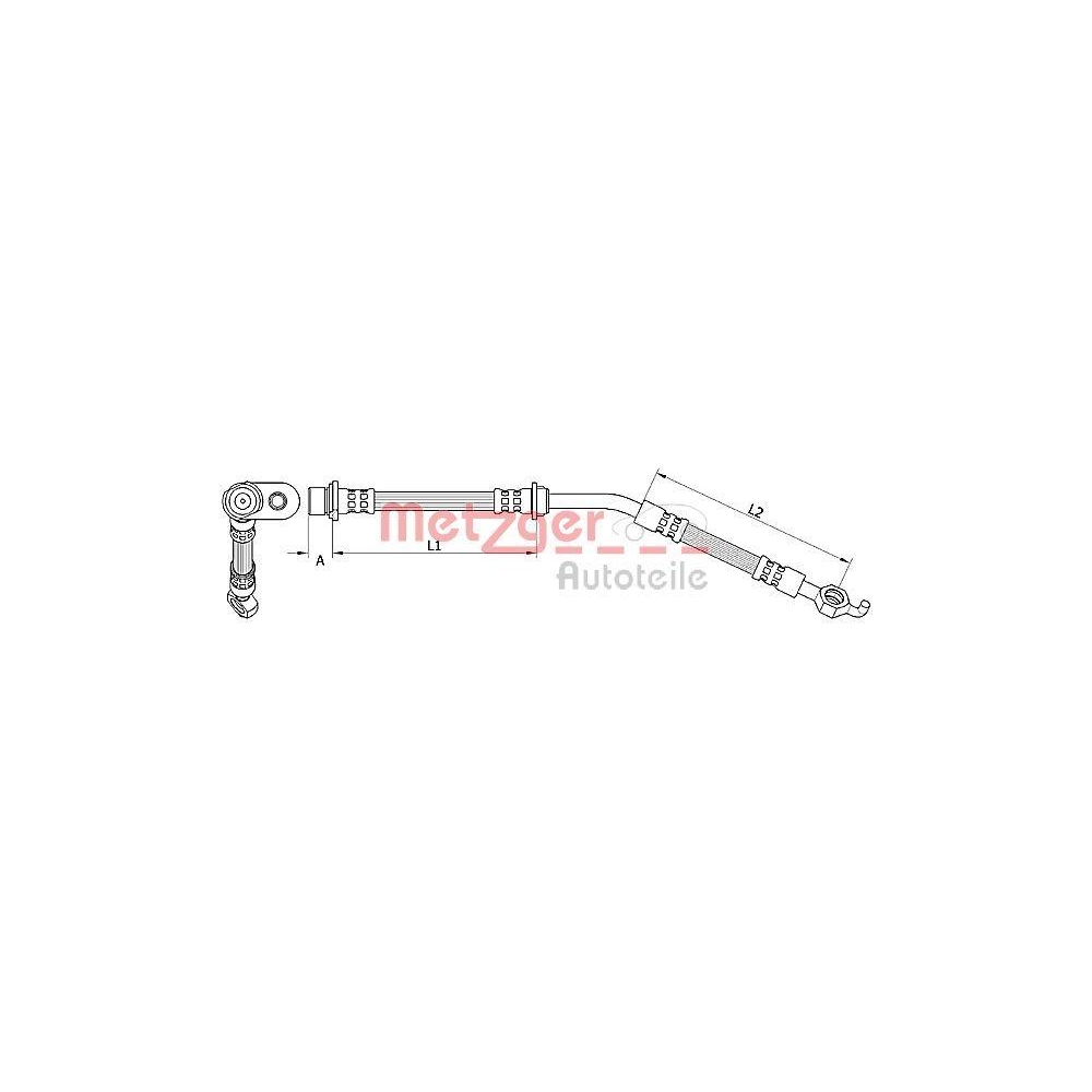 Bremsschlauch METZGER 4110786 für TOYOTA, Vorderachse rechts