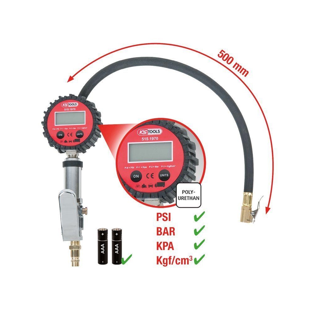 Druckluftreifenprüfer/-füller KS TOOLS 515.1970 für
