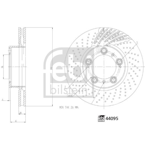 Bremsscheibe FEBI BILSTEIN 44095 für PORSCHE, Vorderachse links