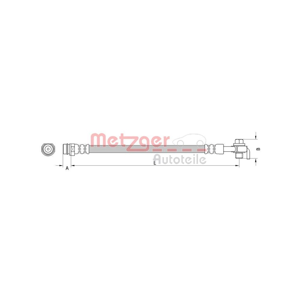 Bremsschlauch METZGER 4110799 GREENPARTS für FORD VOLVO, Hinterachse rechts