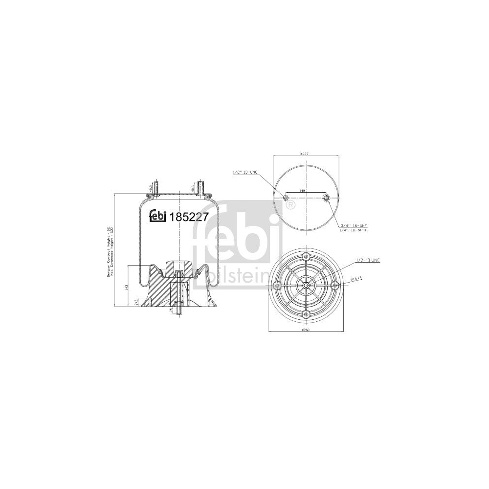 Federbalg, Luftfederung FEBI BILSTEIN 185227 für SAF, Hinterachse