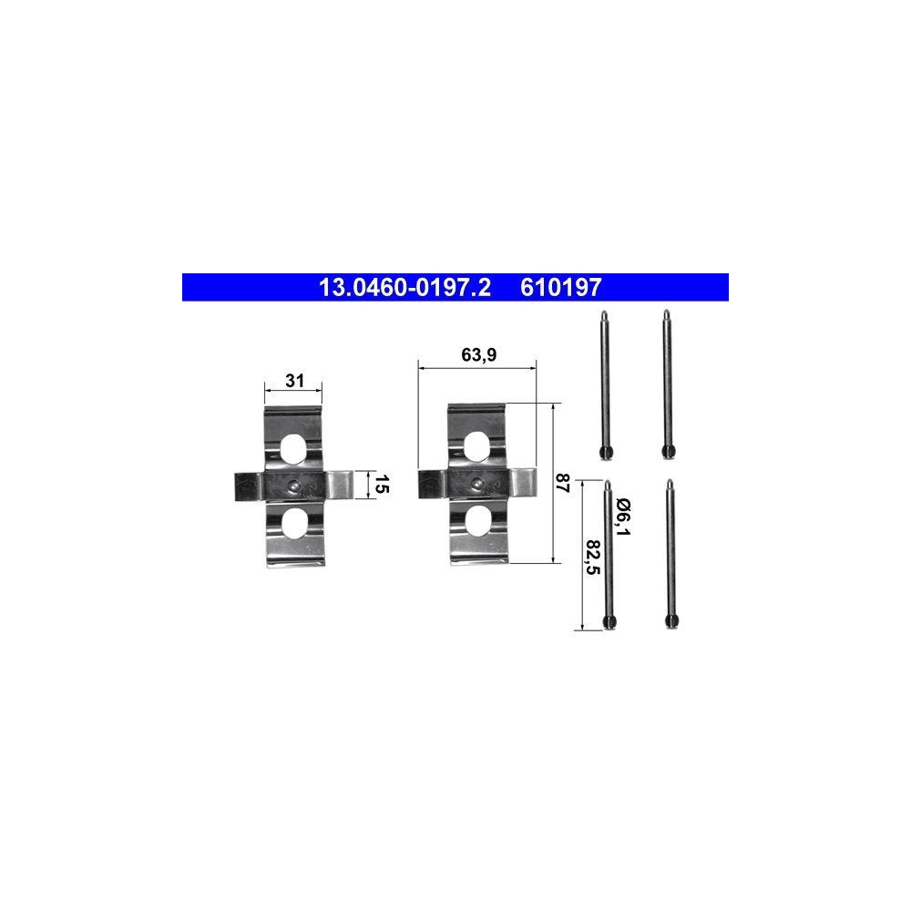 Zubehörsatz, Scheibenbremsbelag ATE 13.0460-0197.2 für MERCEDES-BENZ