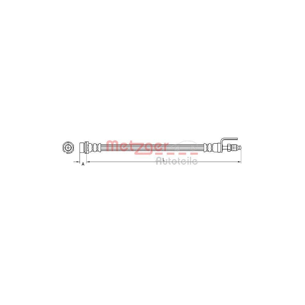 Bremsschlauch METZGER 4110801 für FORD, Vorderachse links, Vorderachse rechts