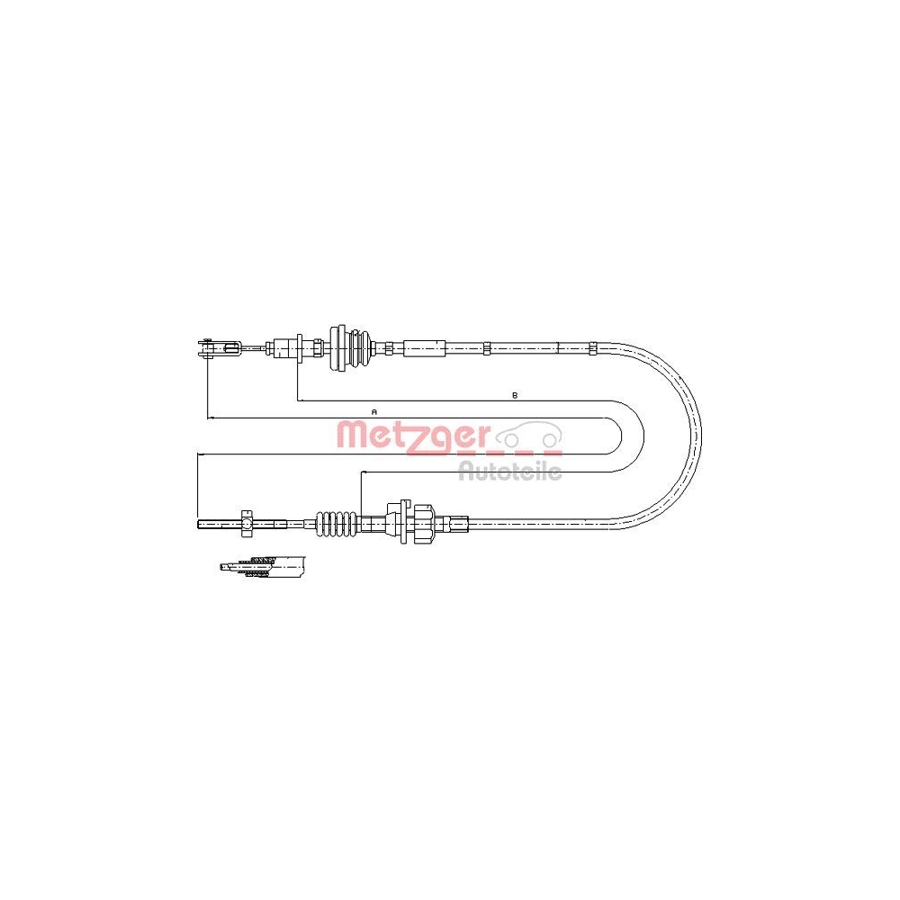 Seilzug, Kupplungsbetätigung METZGER 11.2255 für CITROËN TOYOTA
