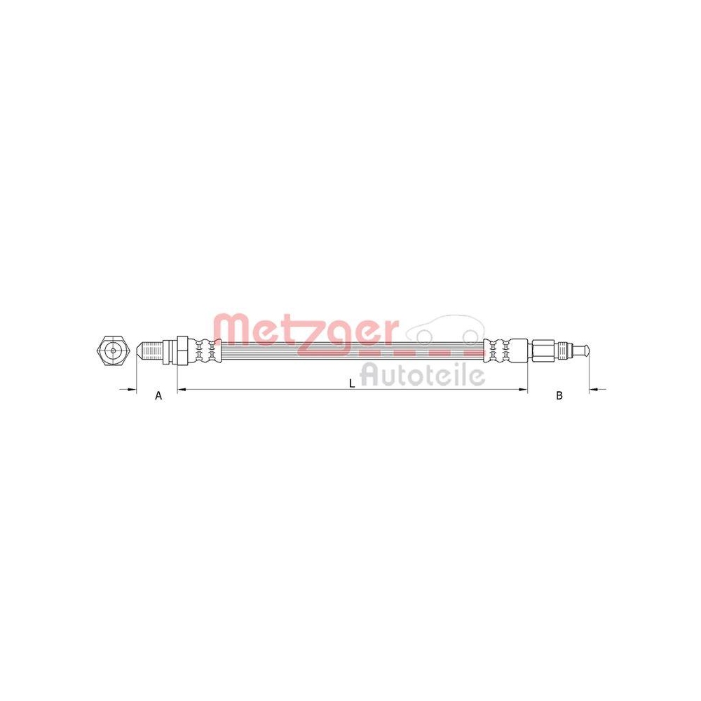 Bremsschlauch METZGER 4110803 für FORD, Vorderachse, Vorderachse links