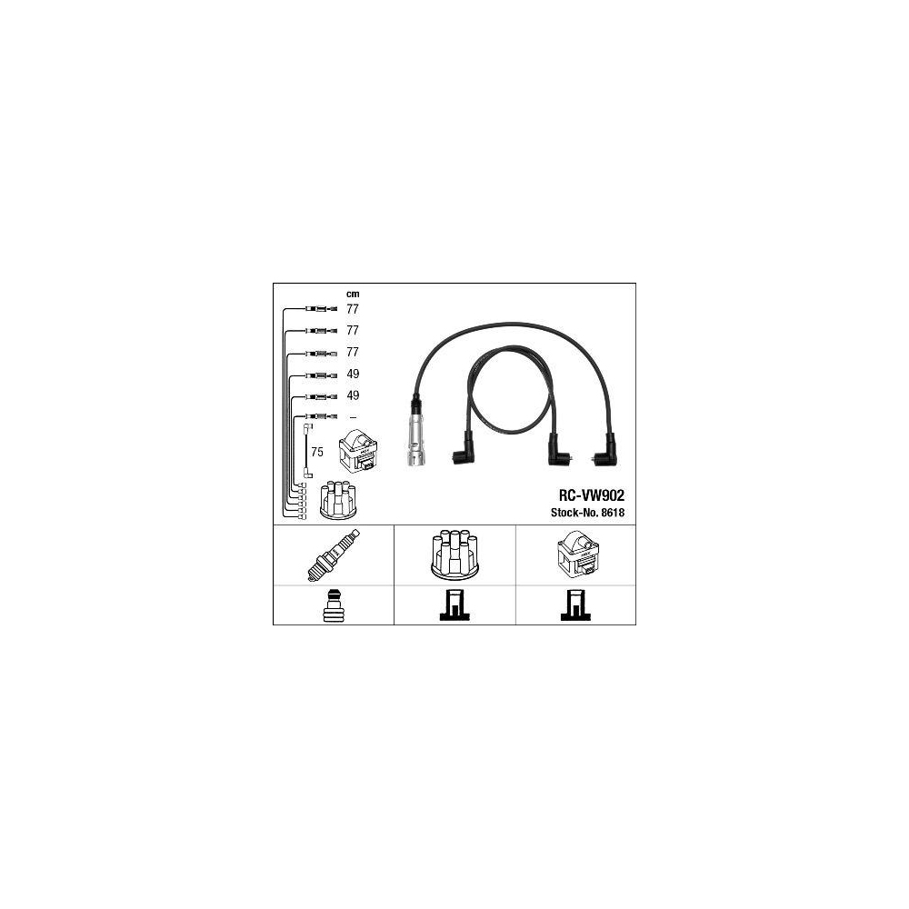 Zündleitungssatz NGK 8618 für, für Fahrzeuge mit Zündverteiler