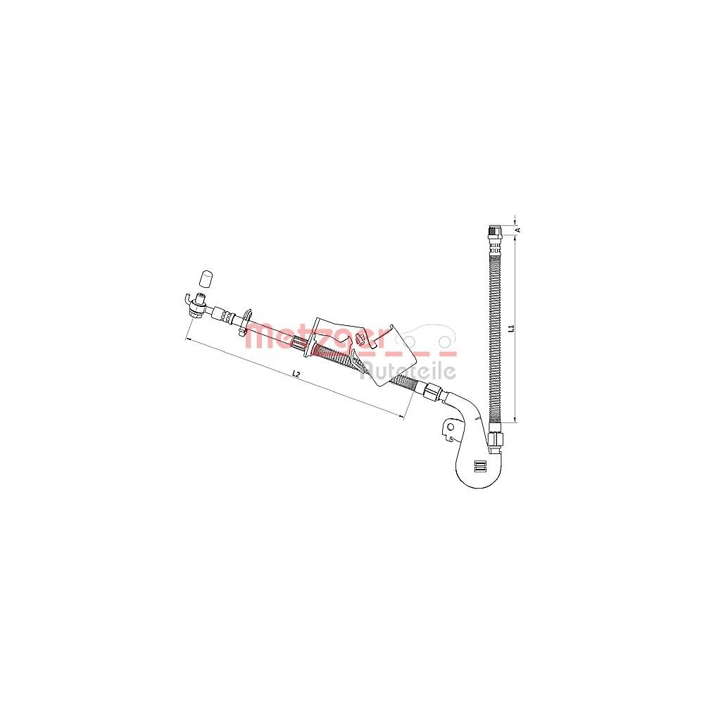 Bremsschlauch METZGER 4110808 für PEUGEOT, Vorderachse links