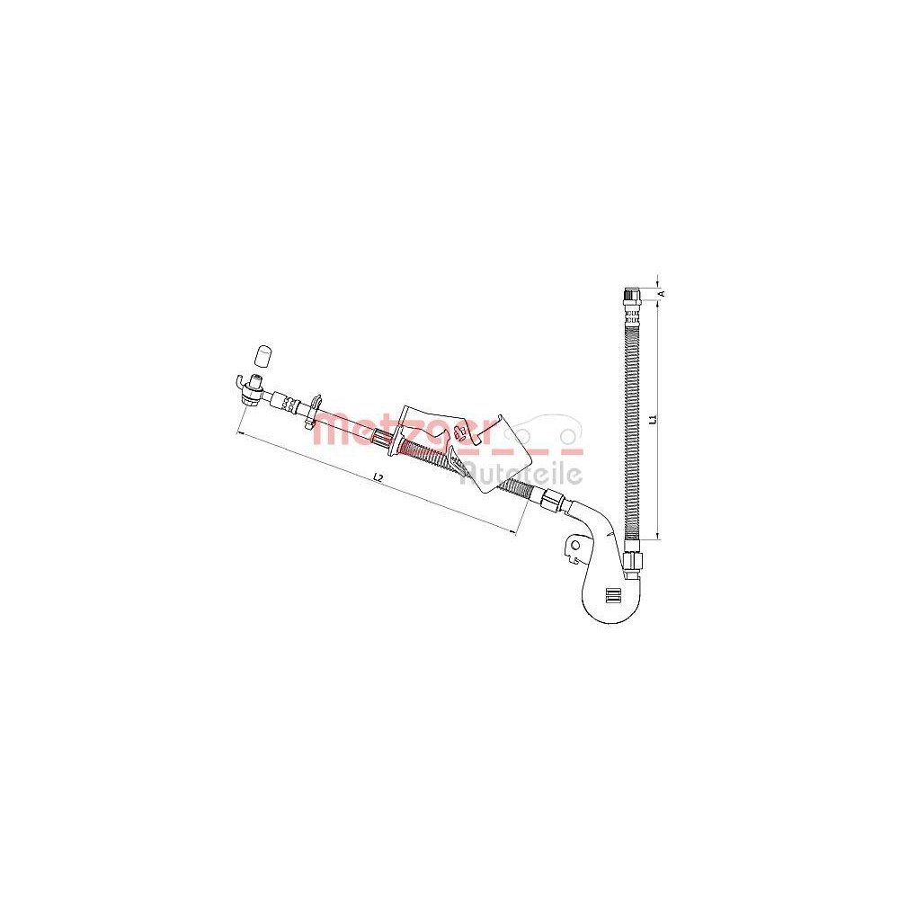 Bremsschlauch METZGER 4110808 für PEUGEOT, Vorderachse links