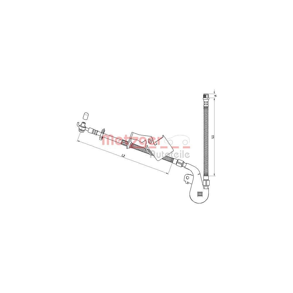 Bremsschlauch METZGER 4110809 für PEUGEOT, Vorderachse rechts