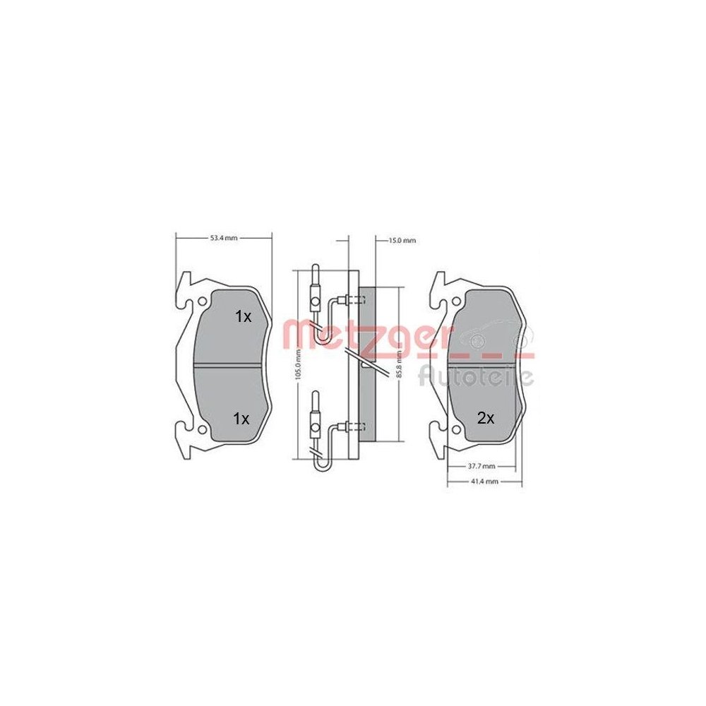 Bremsbelagsatz, Scheibenbremse METZGER 1170176 für RENAULT, Vorderachse