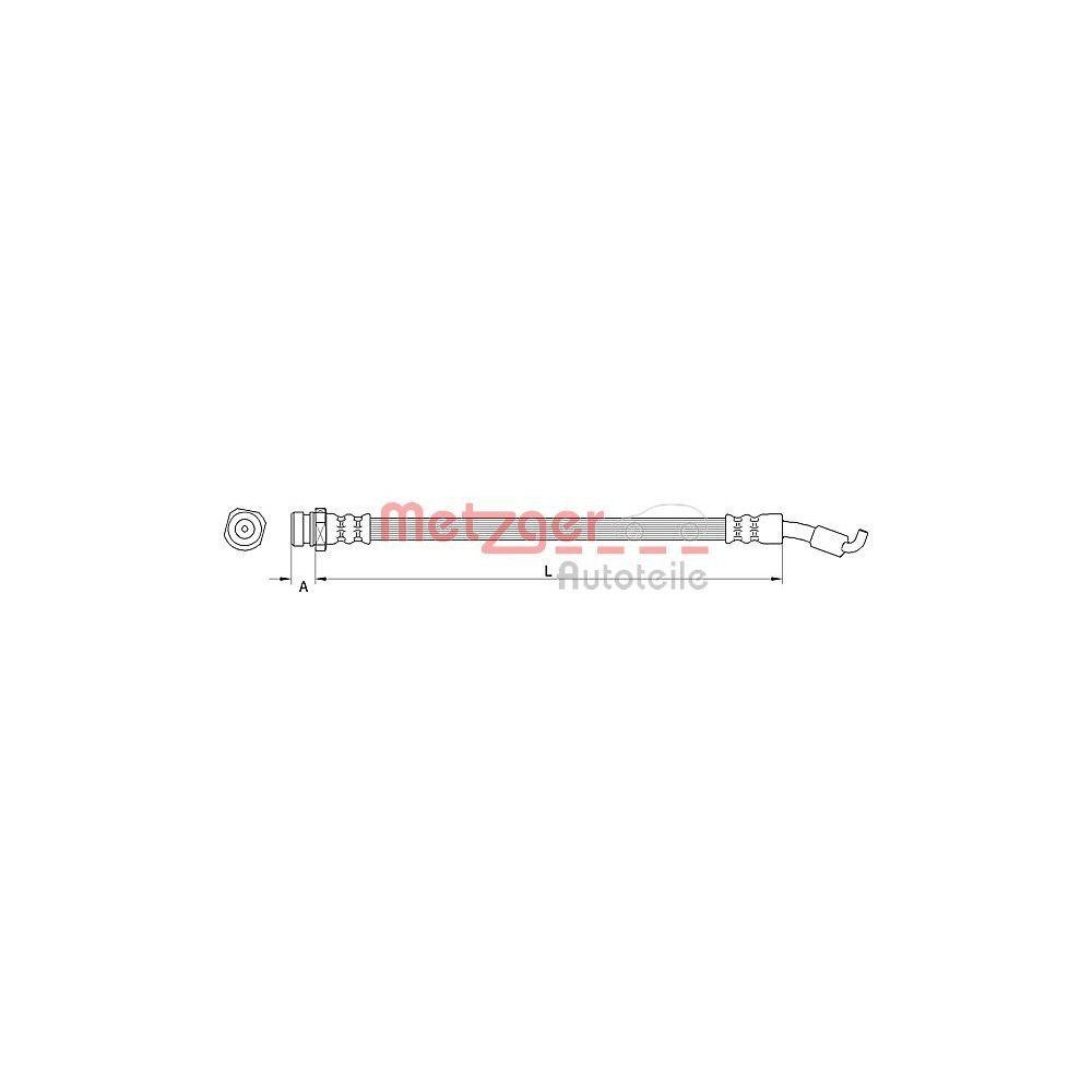 Bremsschlauch METZGER 4110821 f&uuml;r HYUNDAI KIA, Hinterachse links