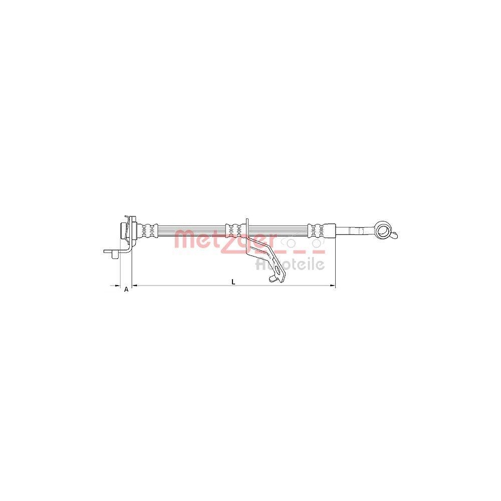 Bremsschlauch METZGER 4110824 für KIA, Vorderachse rechts