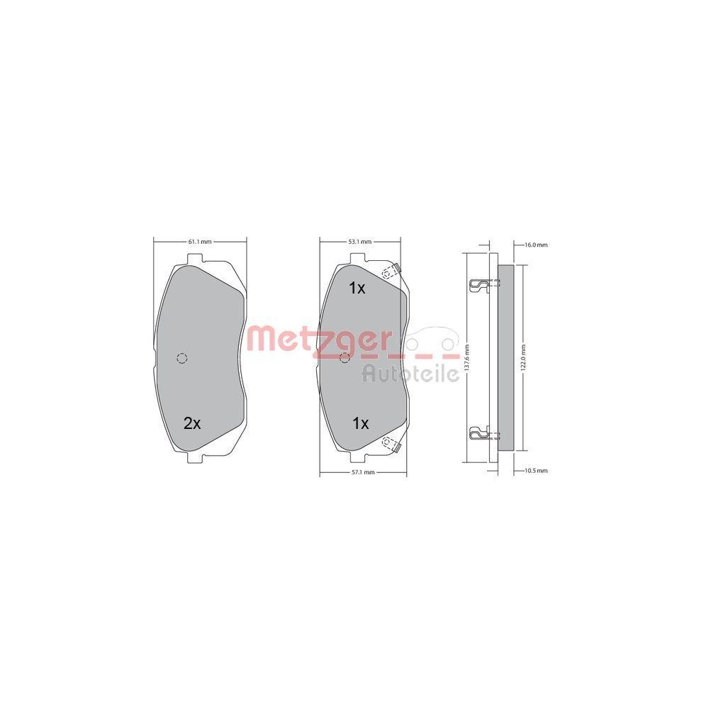 Bremsbelagsatz, Scheibenbremse METZGER 1170186 GREENPARTS für HYUNDAI KIA