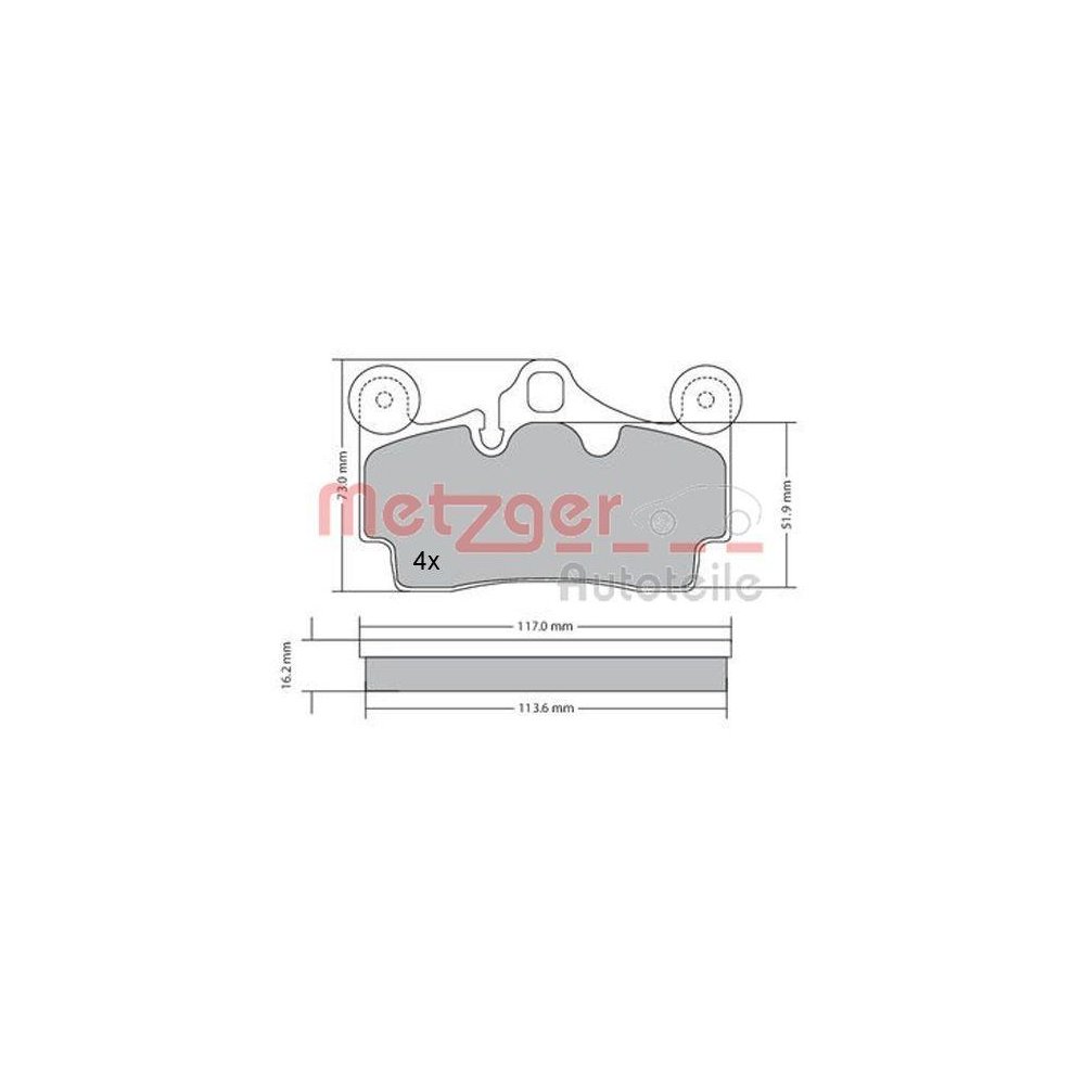 Bremsbelagsatz, Scheibenbremse METZGER 1170191 für PORSCHE VW, Hinterachse