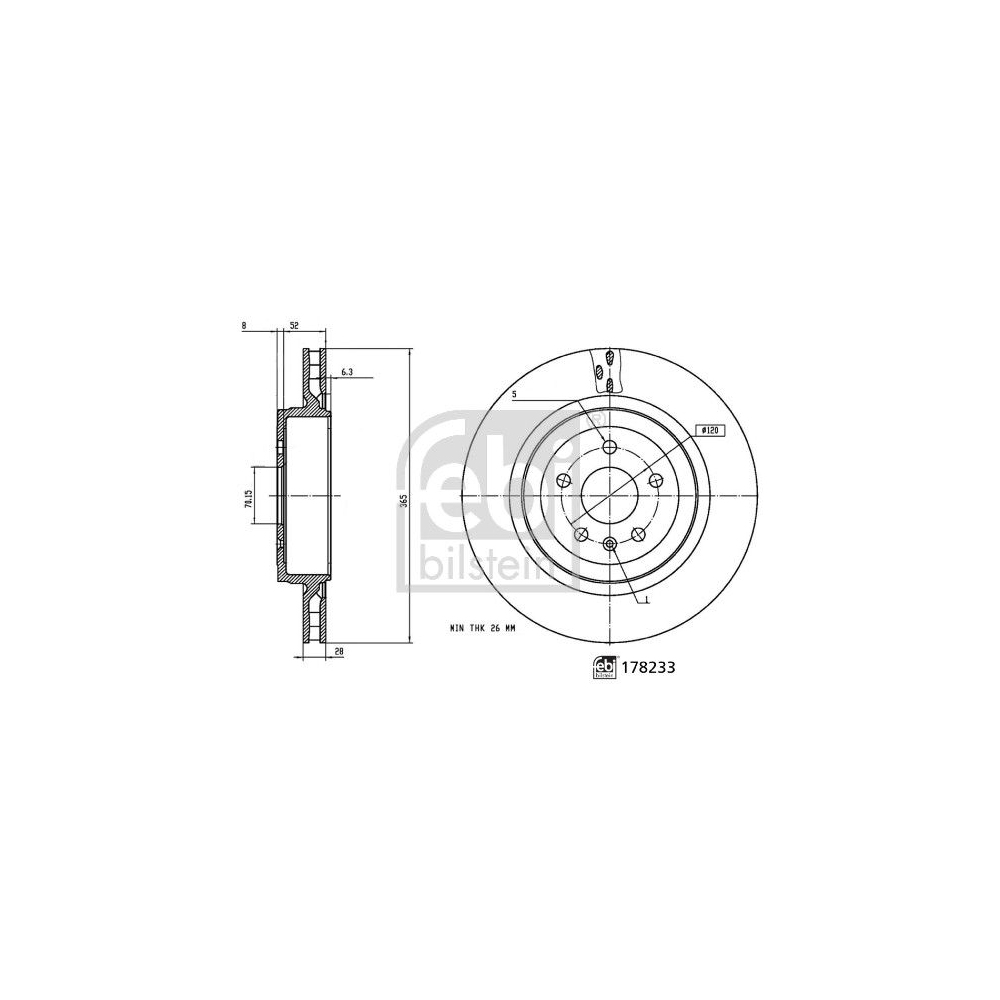 Bremsscheibe FEBI BILSTEIN 178233 für TESLA, Hinterachse