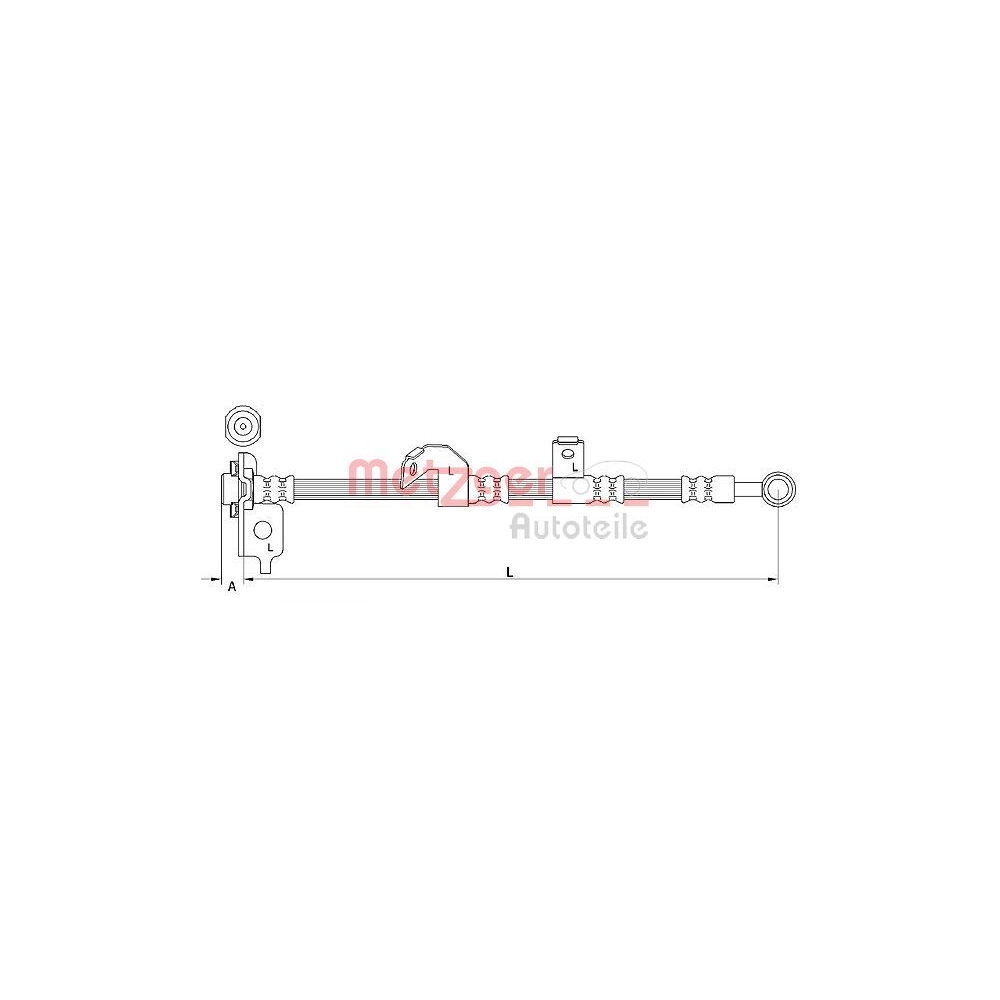 Bremsschlauch METZGER 4110841 für KIA, Vorderachse rechts