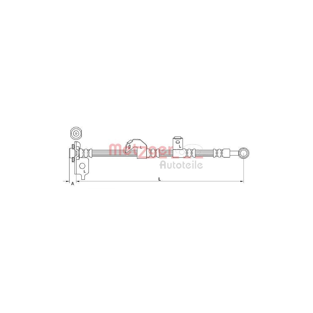 Bremsschlauch METZGER 4110841 f&uuml;r KIA, Vorderachse rechts