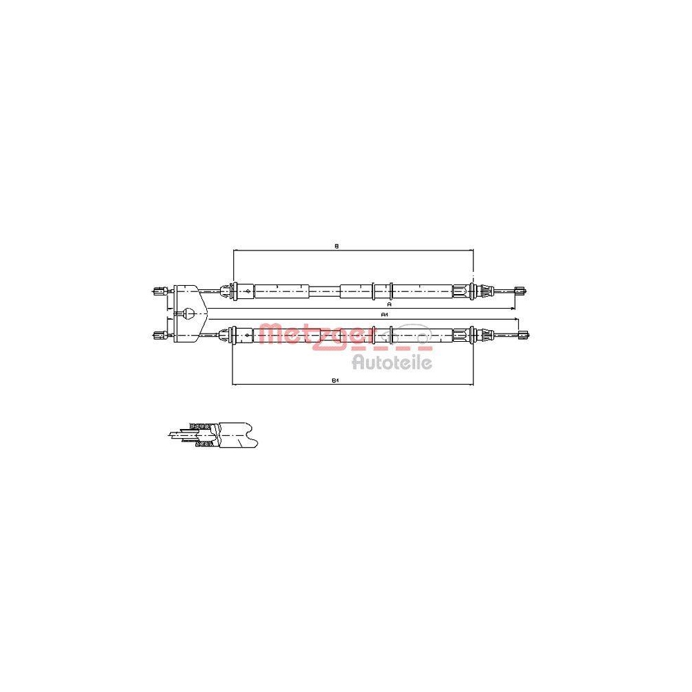 Seilzug, Feststellbremse METZGER 11.5453 für FORD MAZDA, hinten