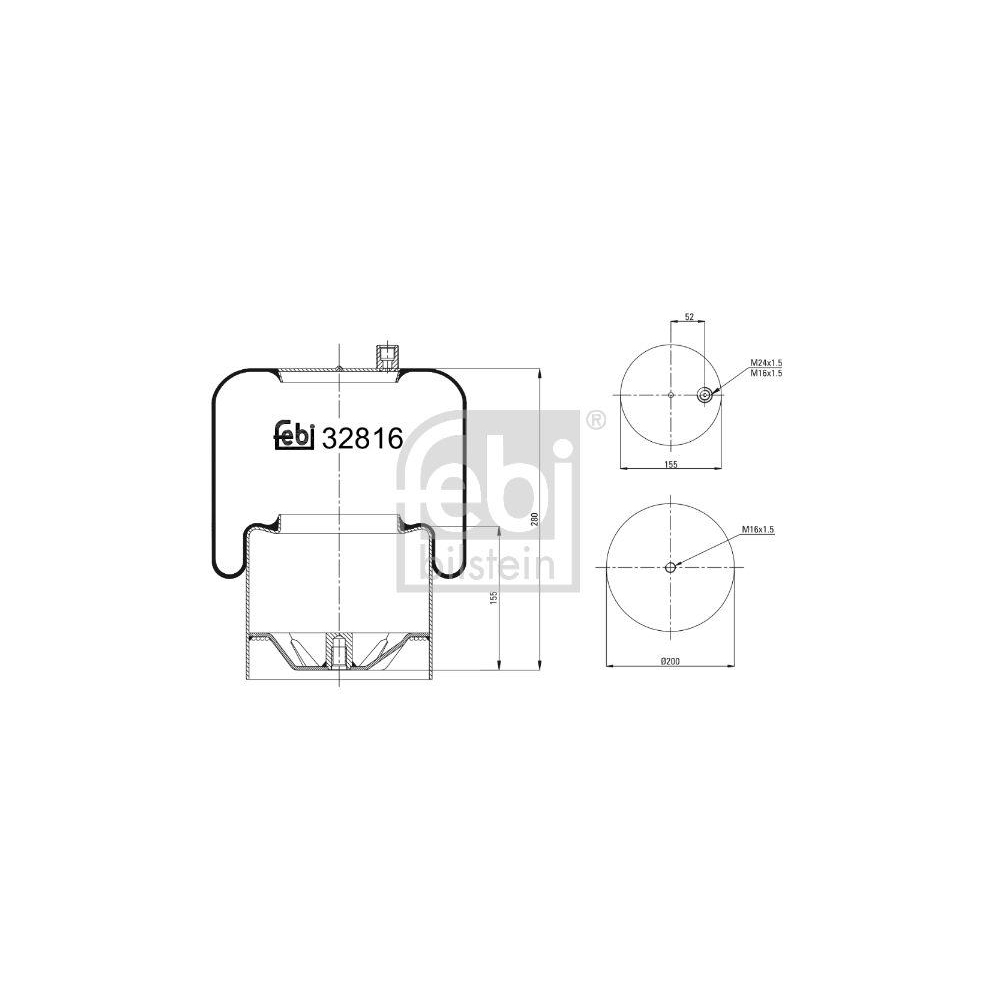 Febi Bilstein 32816 Luftfederbalg mit Stahlkolben , 1 Stück