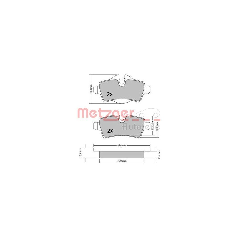 Bremsbelagsatz, Scheibenbremse METZGER 1170201 für MINI, Hinterachse