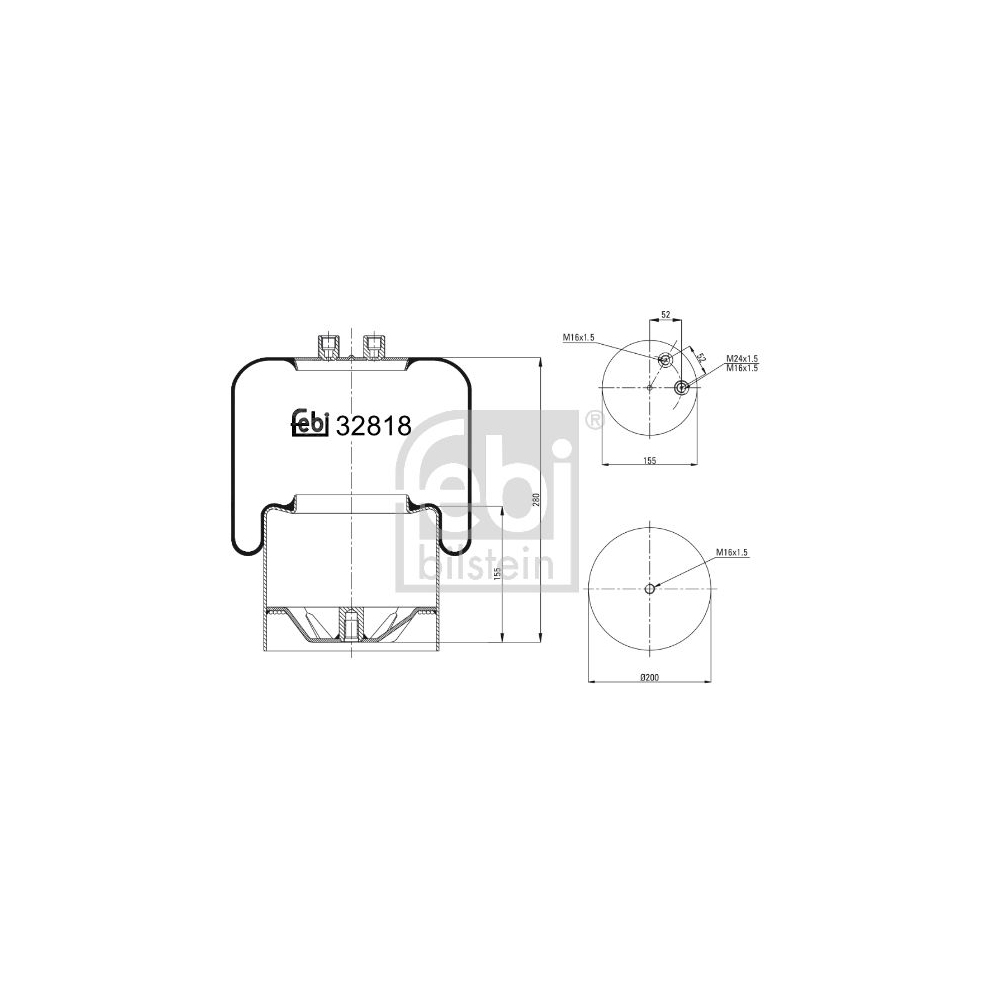 Febi Bilstein 32818 Luftfederbalg mit Stahlkolben , 1 Stück