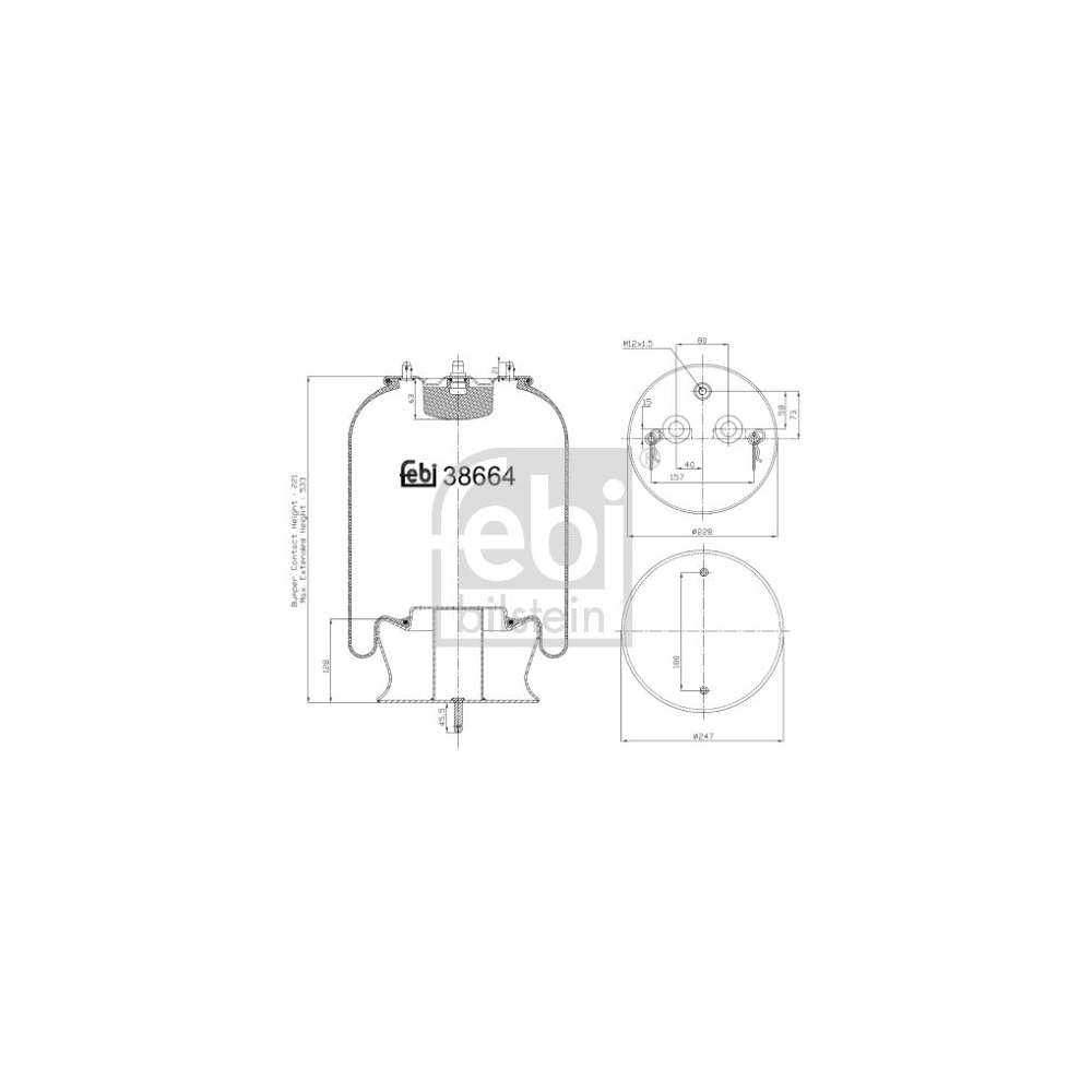 Febi Bilstein 38664 Luftfederbalg mit Stahlkolben , 1 Stück