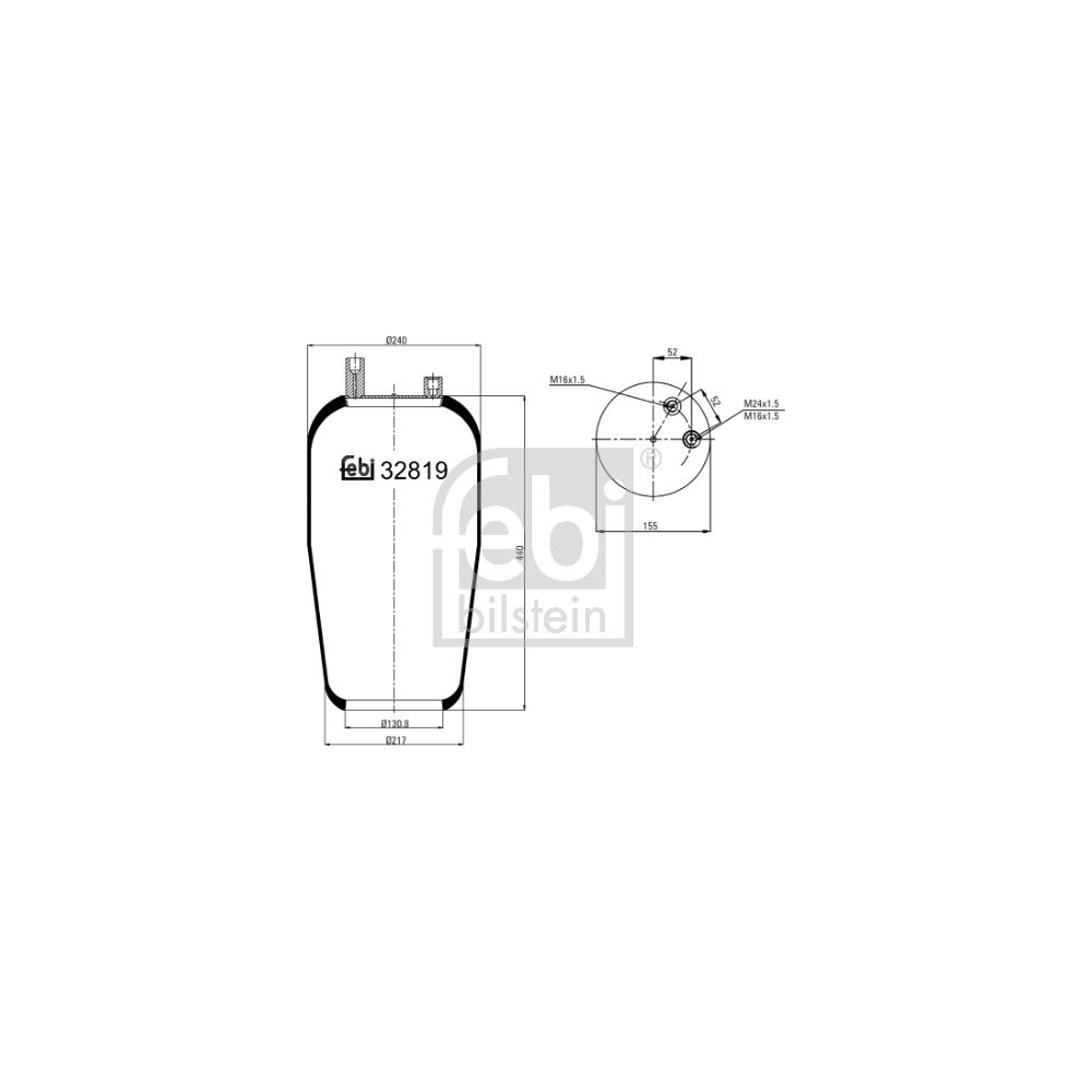 Febi Bilstein 32819 Luftfederbalg ohne Kolben , 1 Stück