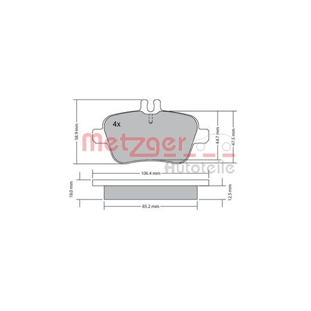 Bremsbelagsatz, Scheibenbremse METZGER 1170204 GREENPARTS für MERCEDES-BENZ