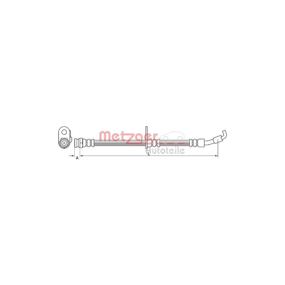 Bremsschlauch METZGER 4110875 für MAZDA, Vorderachse rechts