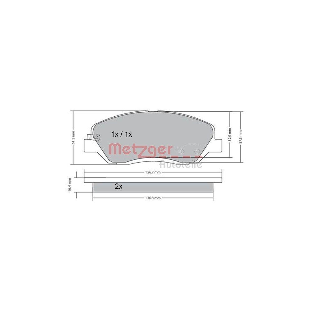 Bremsbelagsatz, Scheibenbremse METZGER 1170205 für SSANGYONG HYUNDAI