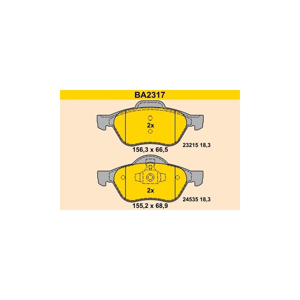 Bremsbelagsatz, Scheibenbremse BARUM BA2317 für RENAULT, Vorderachse