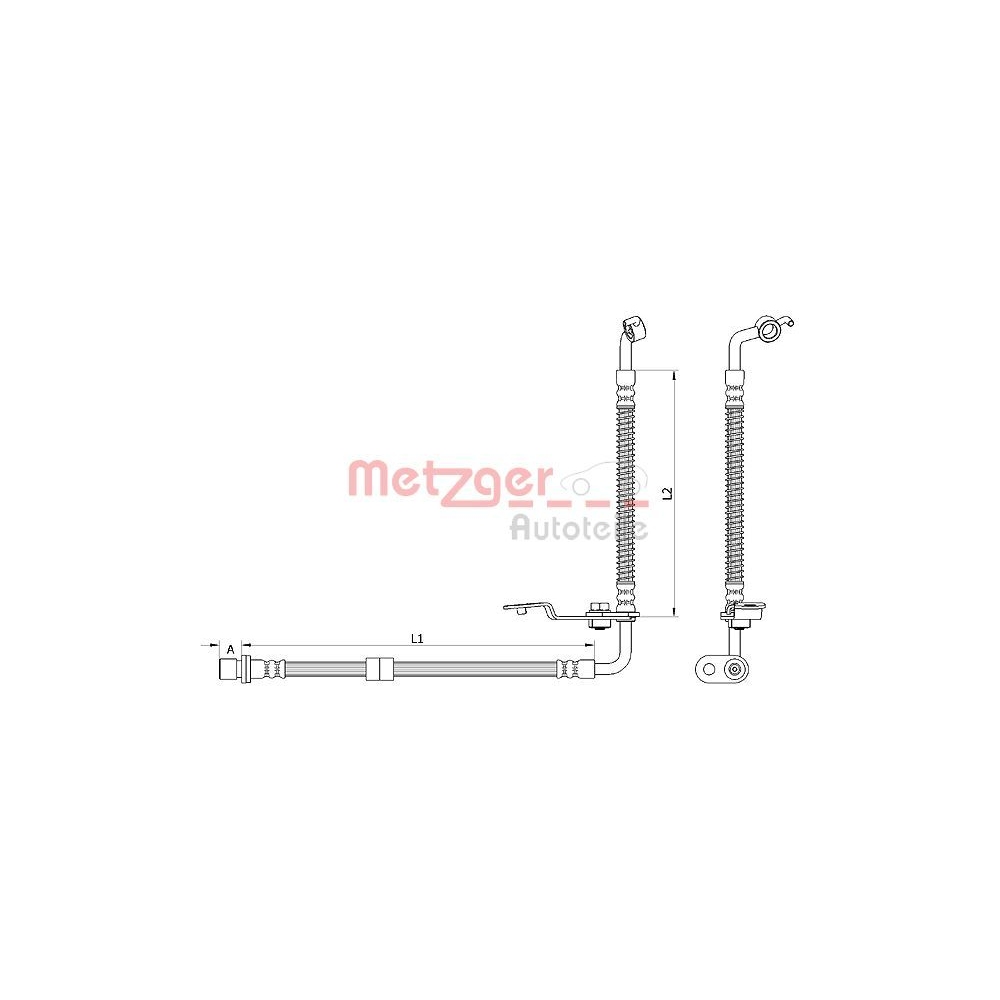 Bremsschlauch METZGER 4110878 für MAZDA, Vorderachse rechts