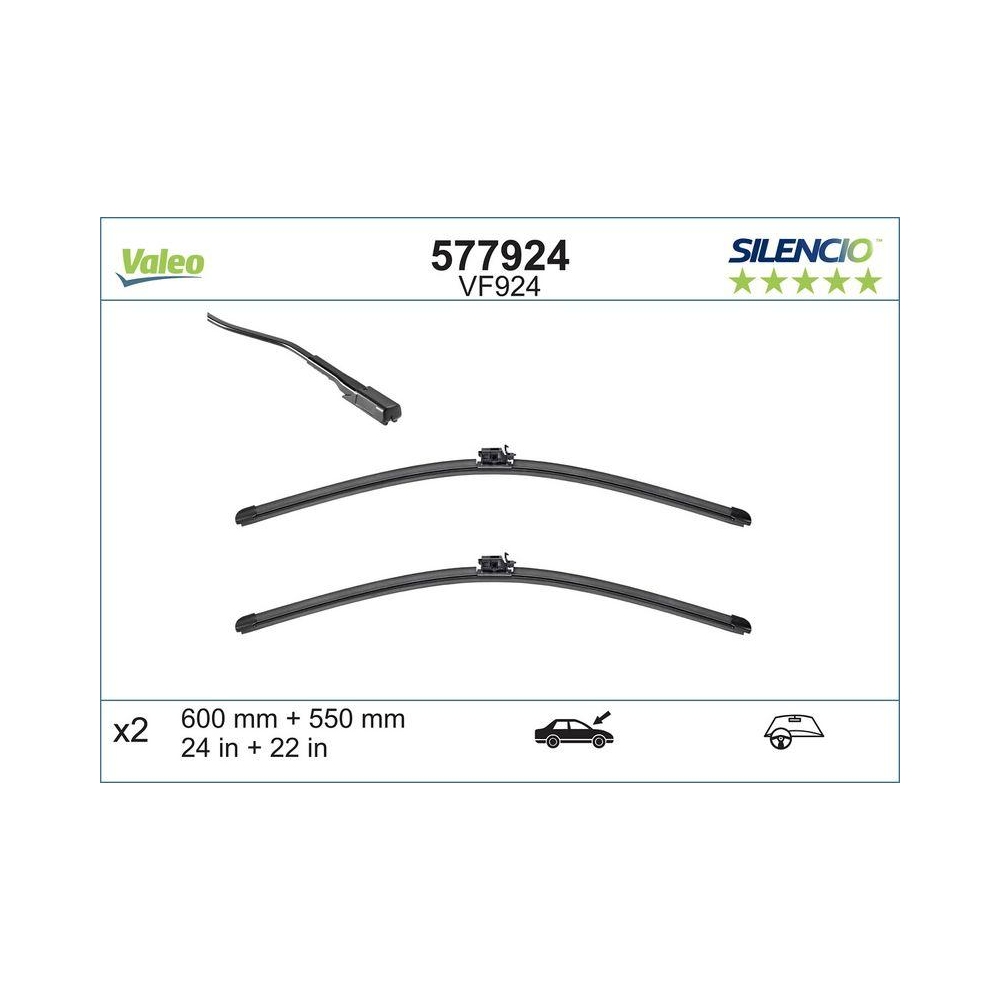 Wischblatt VALEO 577924 SILENCIO FLAT BLADE SET für MERCEDES-BENZ, vorne