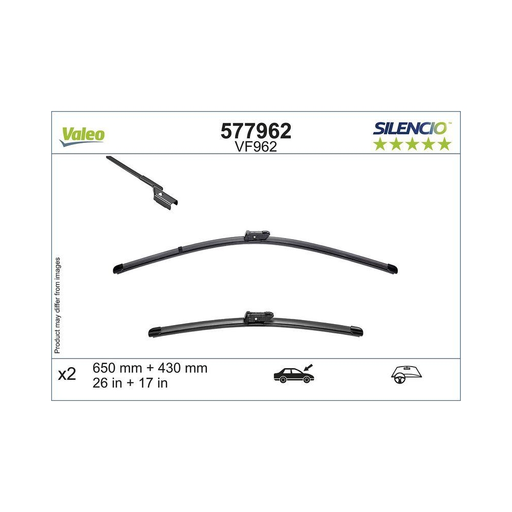 Valeo Silencio Wiper FB OE VF962 (x2) 577962 Wischerblatt