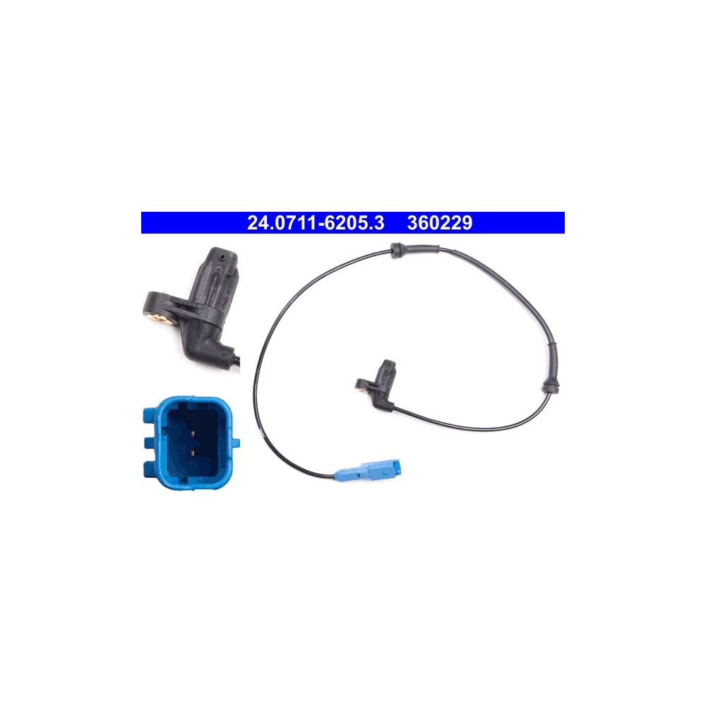 Sensor, Raddrehzahl ATE 24.0711-6205.3 für PEUGEOT, Vorderachse