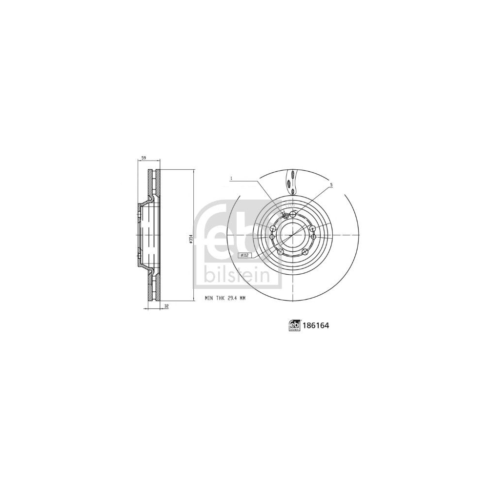 Bremsscheibe FEBI BILSTEIN 186164 für MERCEDES-BENZ, Vorderachse