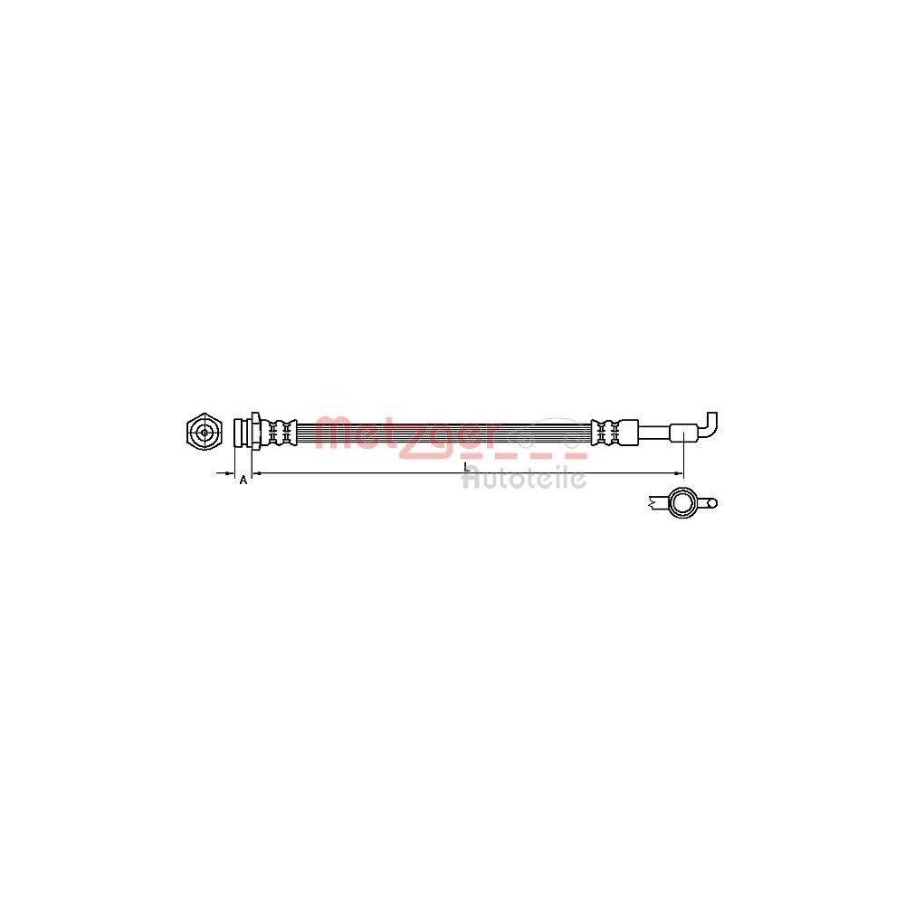 Bremsschlauch METZGER 4110880 für MAZDA, Hinterachse links, Hinterachse rechts