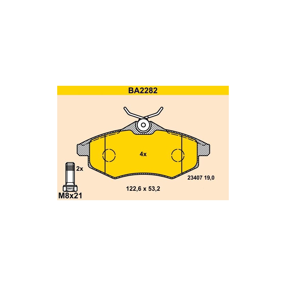 Bremsbelagsatz, Scheibenbremse BARUM BA2282 für CITROËN, Vorderachse