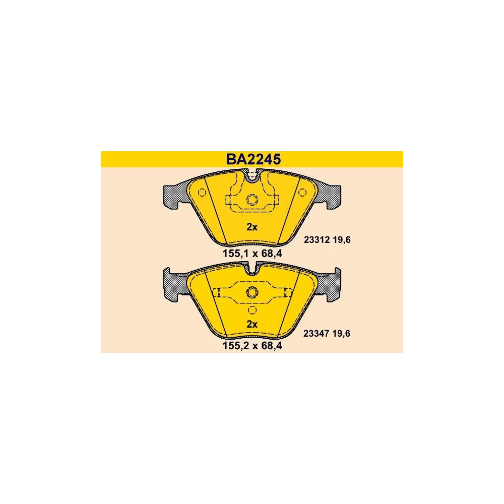 Bremsbelagsatz, Scheibenbremse BARUM BA2245 für BMW, Vorderachse