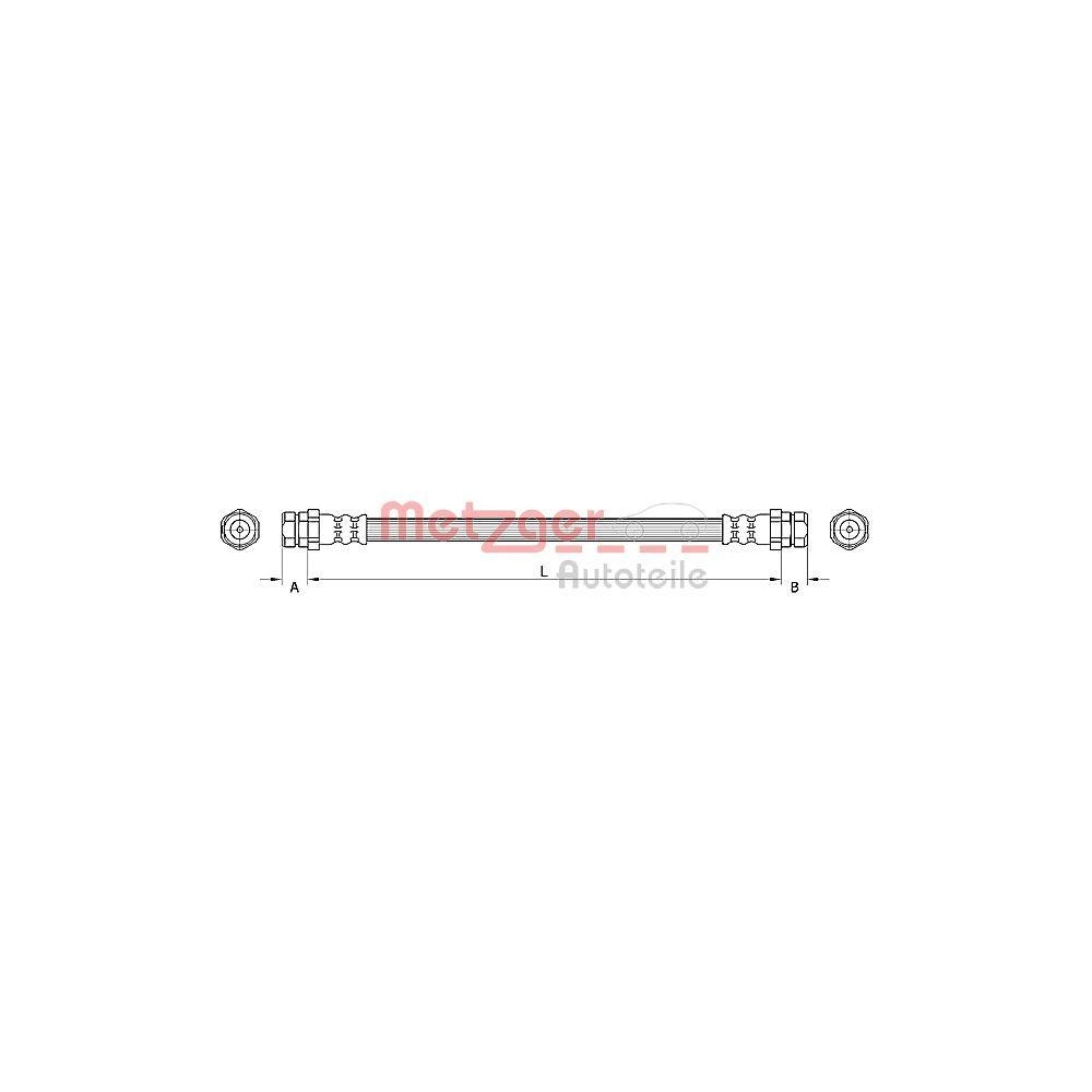 Bremsschlauch METZGER 4110883 für VW, Hinterachse links, Hinterachse rechts