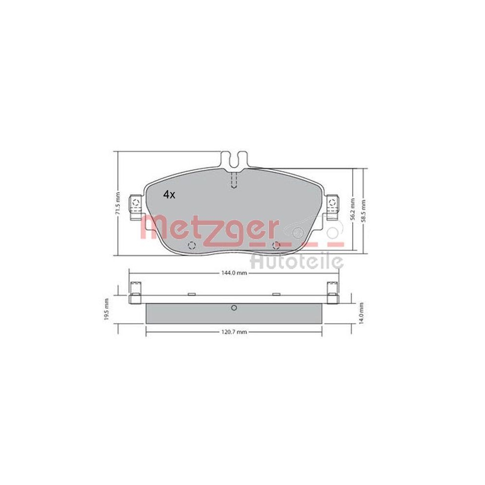 Bremsbelagsatz, Scheibenbremse METZGER 1170215 GREENPARTS für MERCEDES-BENZ