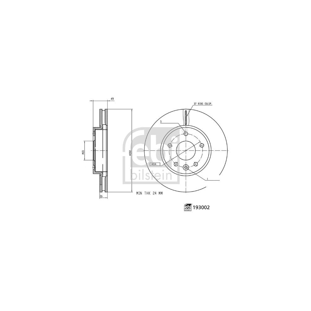 Bremsscheibe FEBI BILSTEIN 193002 für MAXUS, Vorderachse