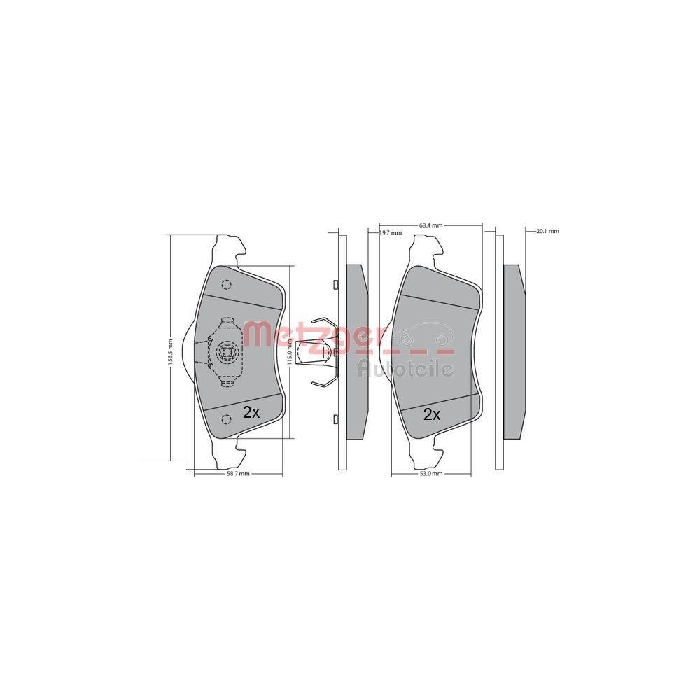 Bremsbelagsatz, Scheibenbremse METZGER 1170218 für VAG, Vorderachse