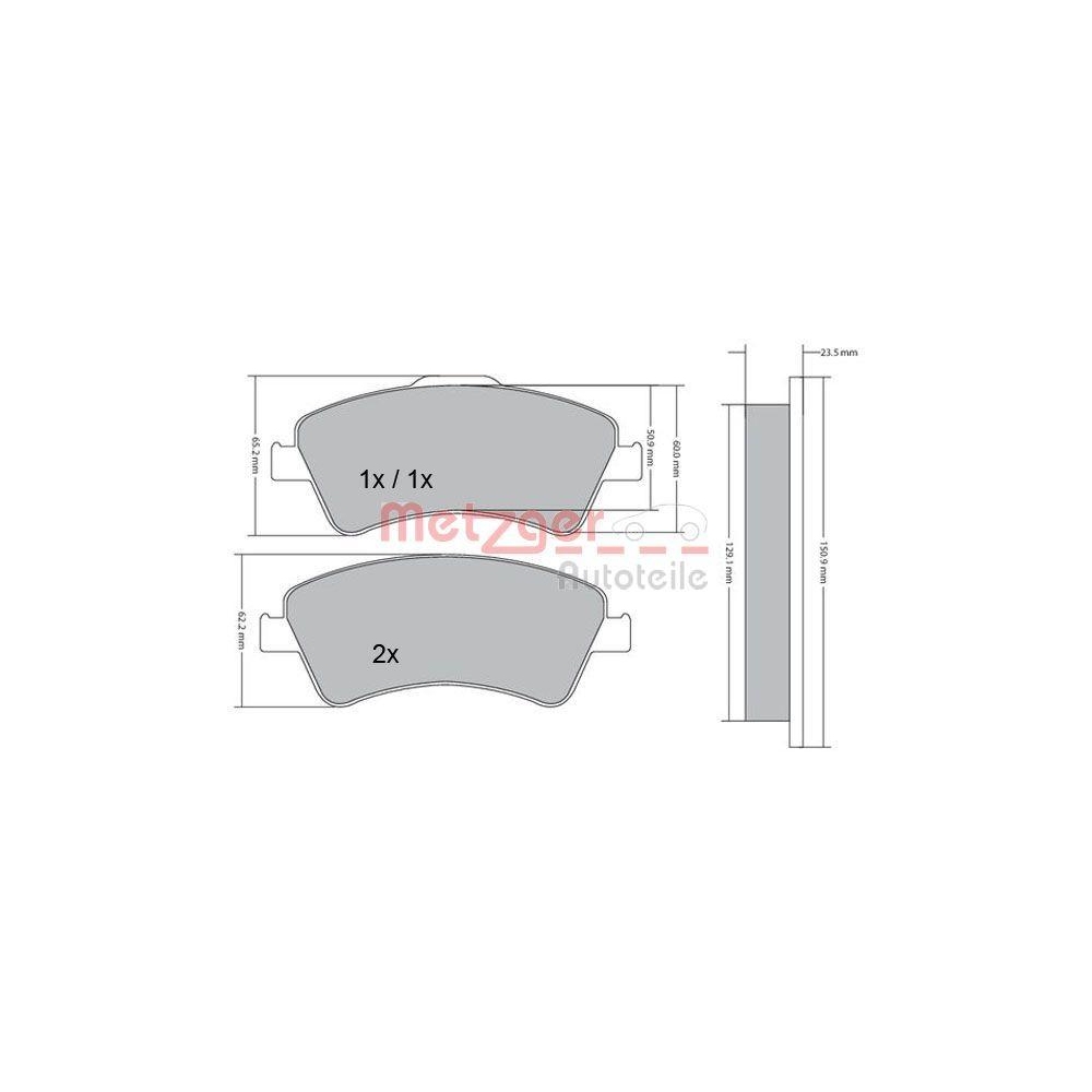 Bremsbelagsatz, Scheibenbremse METZGER 1170220 für TOYOTA, Vorderachse