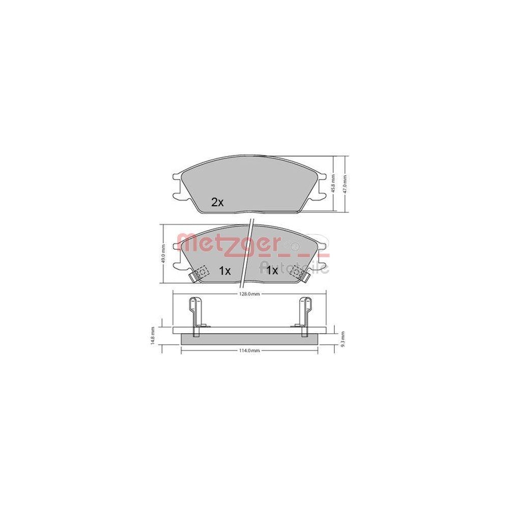 Bremsbelagsatz, Scheibenbremse METZGER 1170224 für HONDA HYUNDAI, Vorderachse